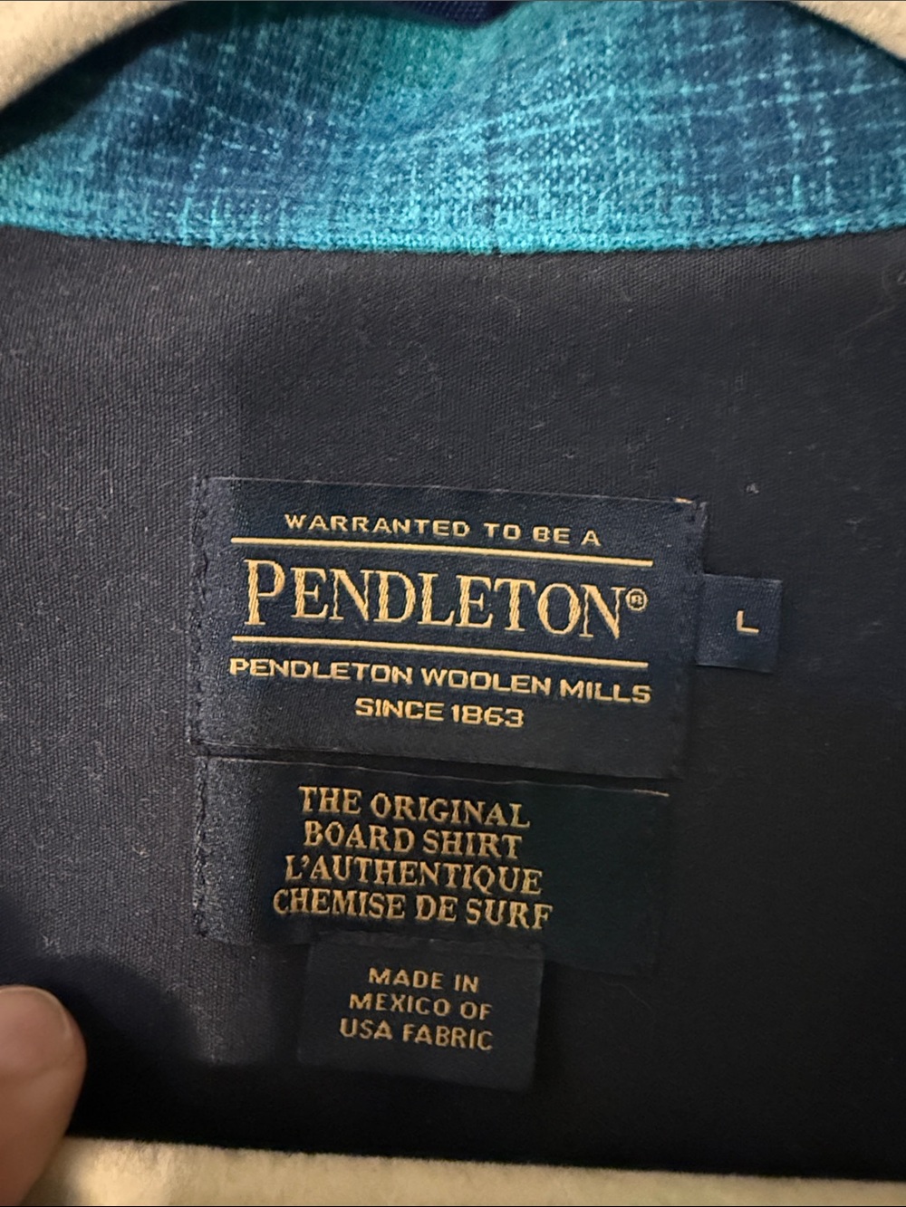 Pendleton Teal and Navy Plaid Lightweight Shirt Jacket - Picture 2 of 6